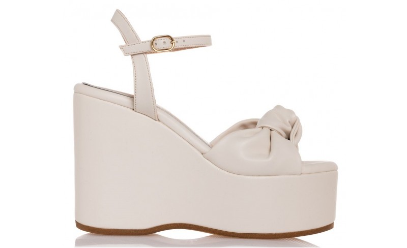 Sante off white πλατφόρμα με διακοσμητικό κόμπο 23-151 Πλατφόρμες